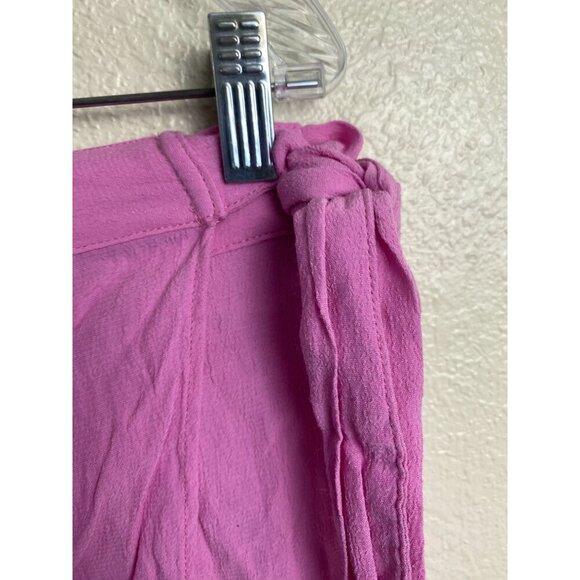 American Eagle Side Tie Wrap Midi Skirt Pink Women Large Barbie High Low Lined - Picture 11 of 12